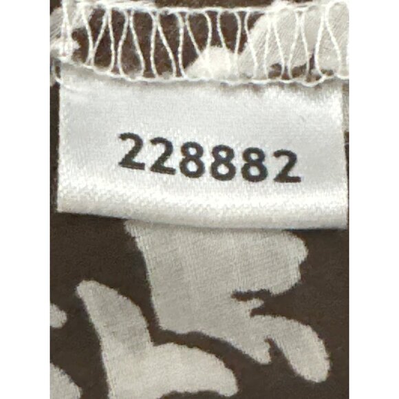 Ann Taylor Loft Large Brown White Silk Cotton Floral Blouse Romantic City Chic - Picture 11 of 12